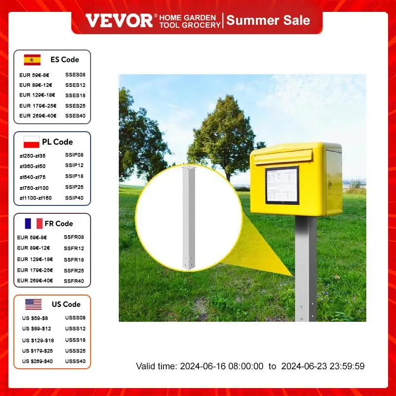 

VEVOR Home Mailbox Post Outdoor Universal Mail Post White Q235 Steel Mail Box Stand for Sidewalk and Street Curbside Mailbox