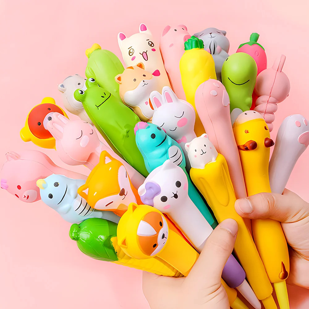12 Pack Squishy Bendy Gel Ink Pens – Cute Party Favors For Kids, Kawaii School Supplies, Stress Relief Toys & Classroom Prizes