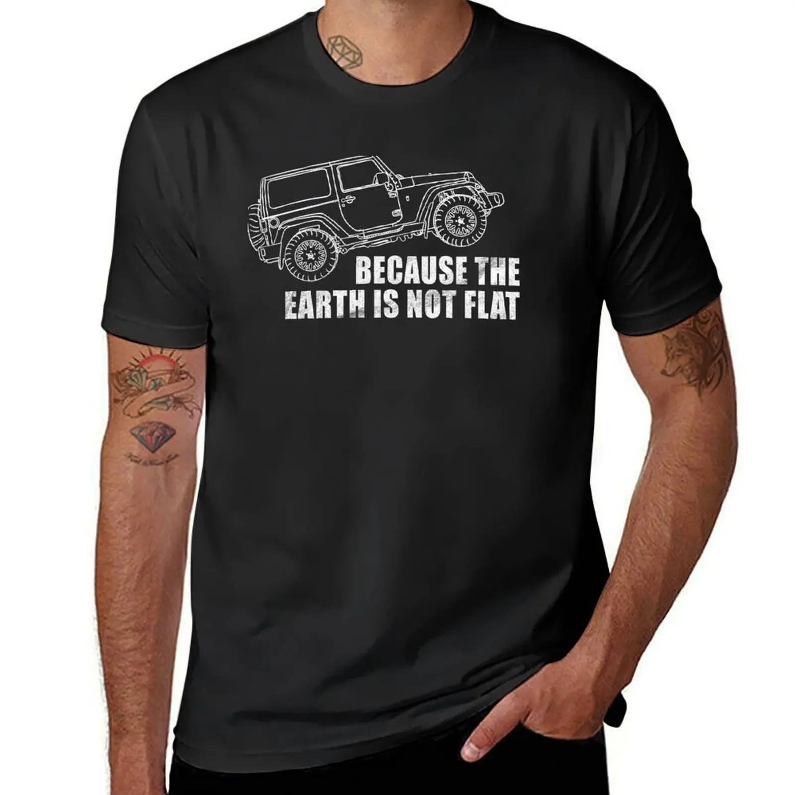 

Because the Earth is not flat T-Shirt oversizeds Short sleeve tee vintage clothes graphics men clothes