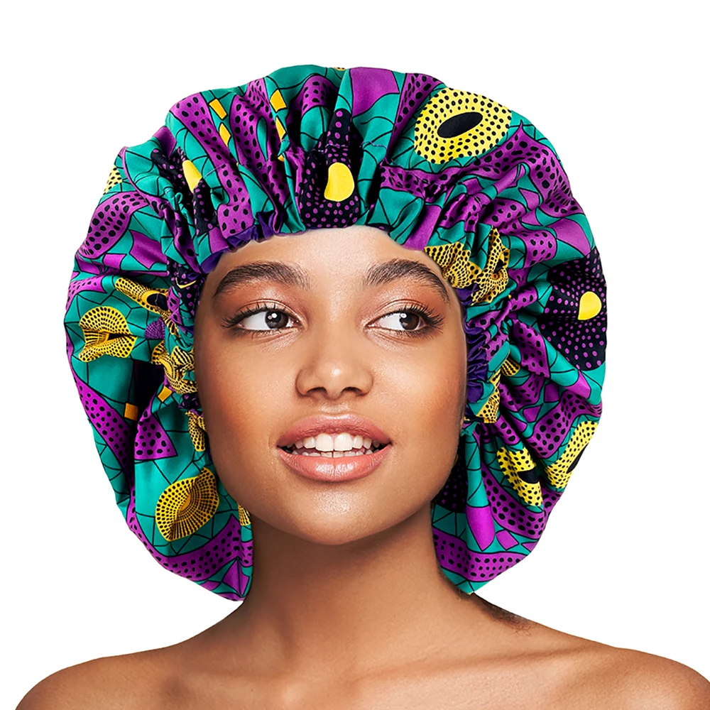 Sleeping Bonnet Caps Extra Large Satin Lined Bonnet Women Big Size Beauty Print Satin Silk Bonnet Sleep Night Cap
