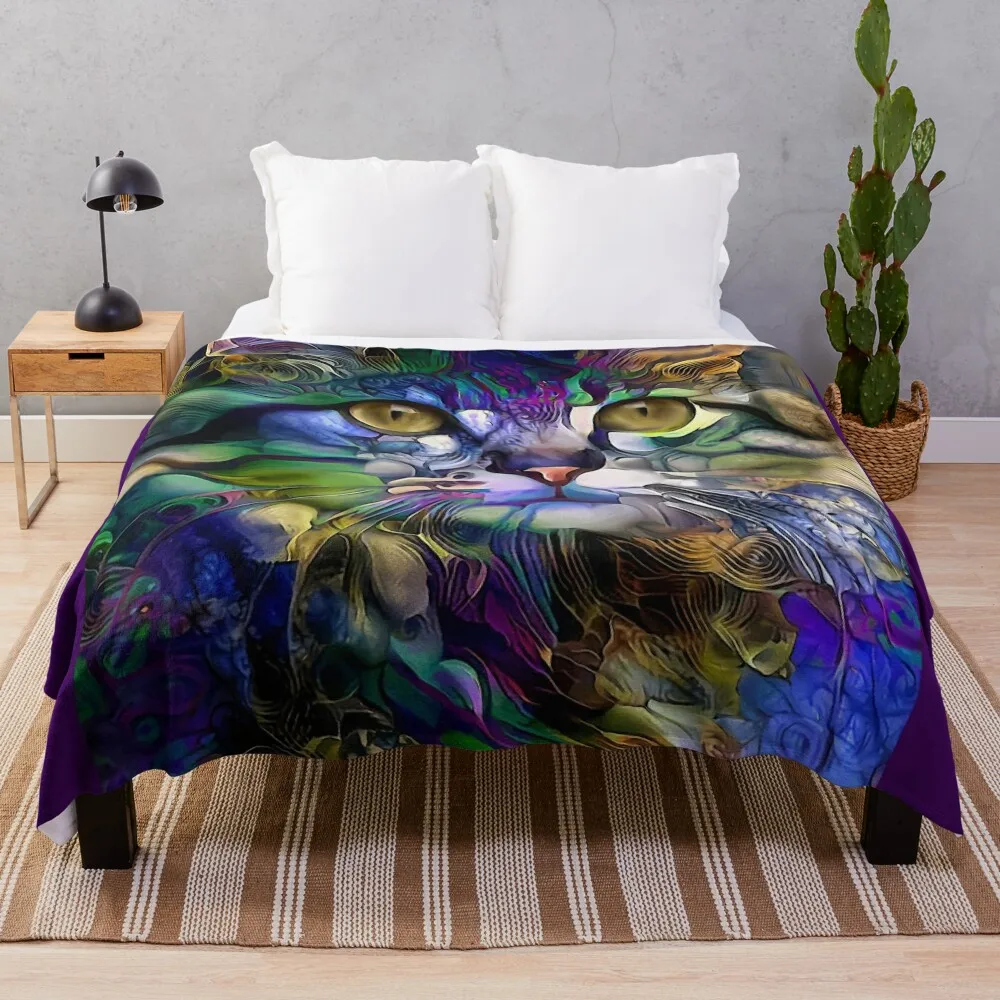 

Arabelle, cat, chat, cat, lea roche paintings Throw Blanket Thermal Blanket Shaggy Blanket