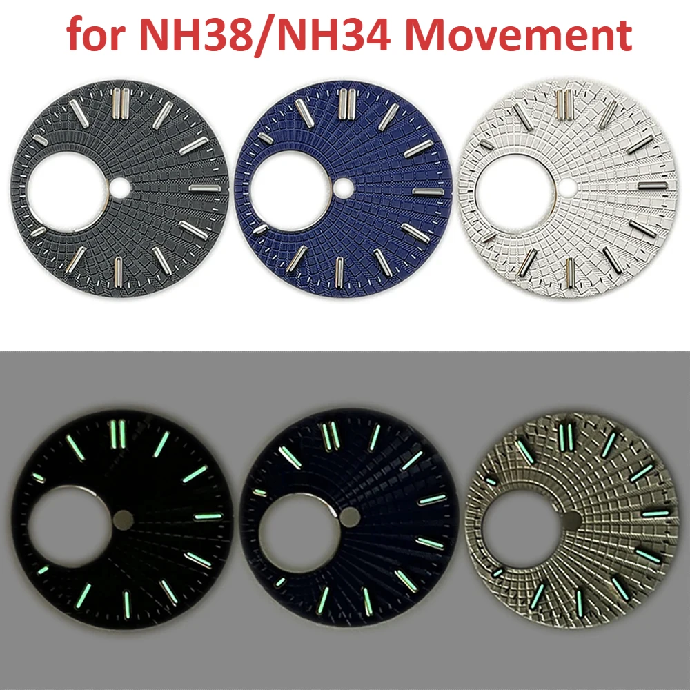 28.5mm Watch Dial for NH38 Movement Green Luminous NH34 Dials Replacement for Diving Watches Face Diy Part