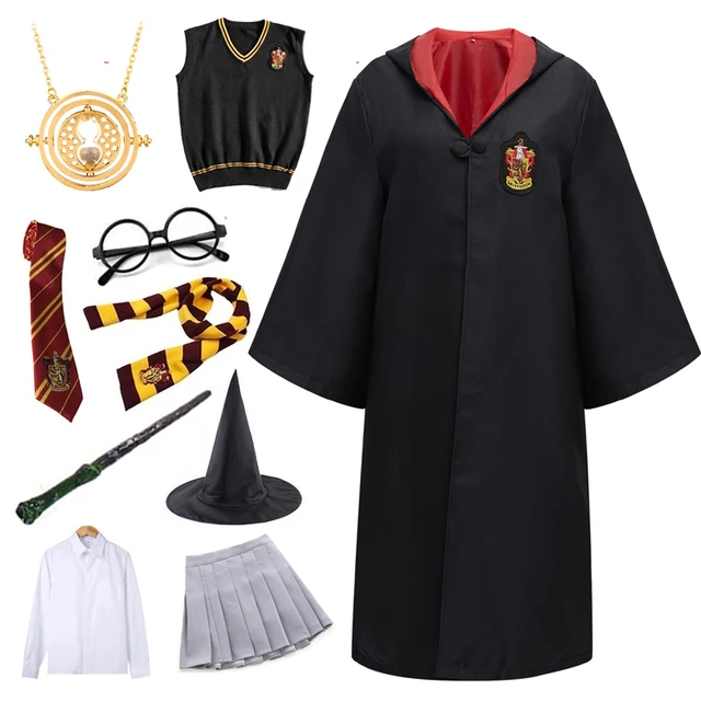 Crianças adulto feiticeiro robe cosplay magia escola uniforme