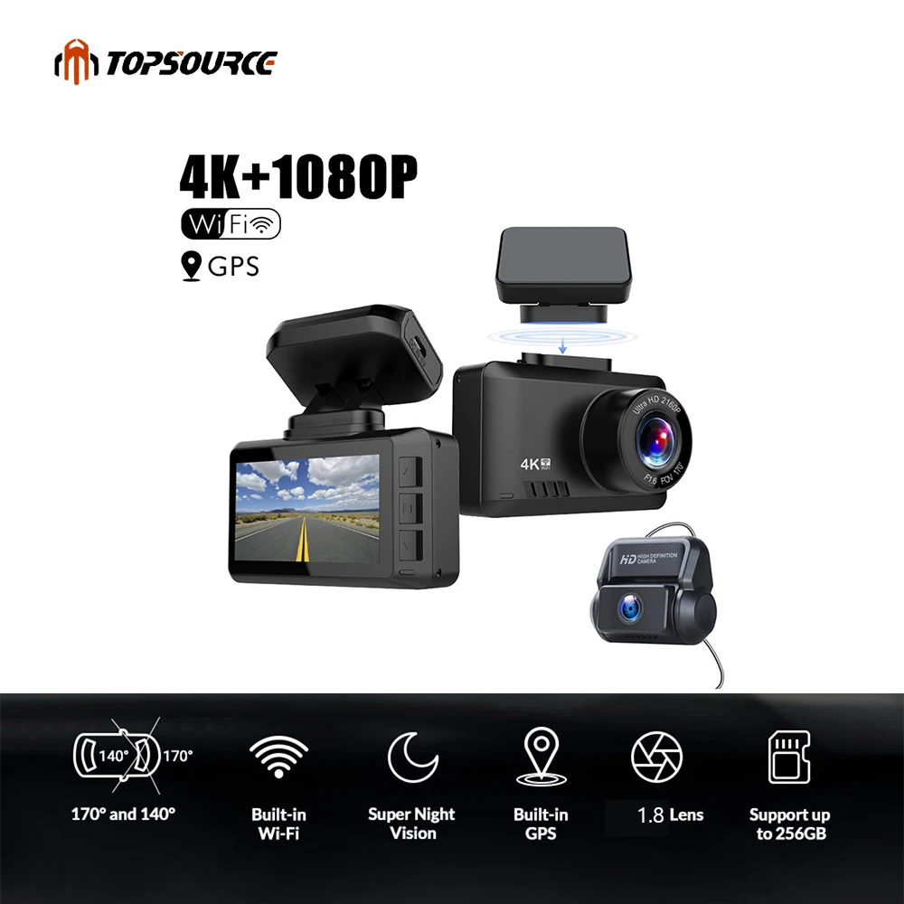 Car Dvr Camera 4k1080p Video Recorder Wifi Gps Dashcam Dash Cam Car  Registrar Night Vision For Car