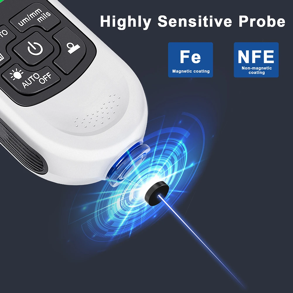Automotive Thickness Gauge HW-300 PRO Mini Car Paint Thickness Meter Electroplate Metal Coating Thickness Gauge 0-2000UM 5