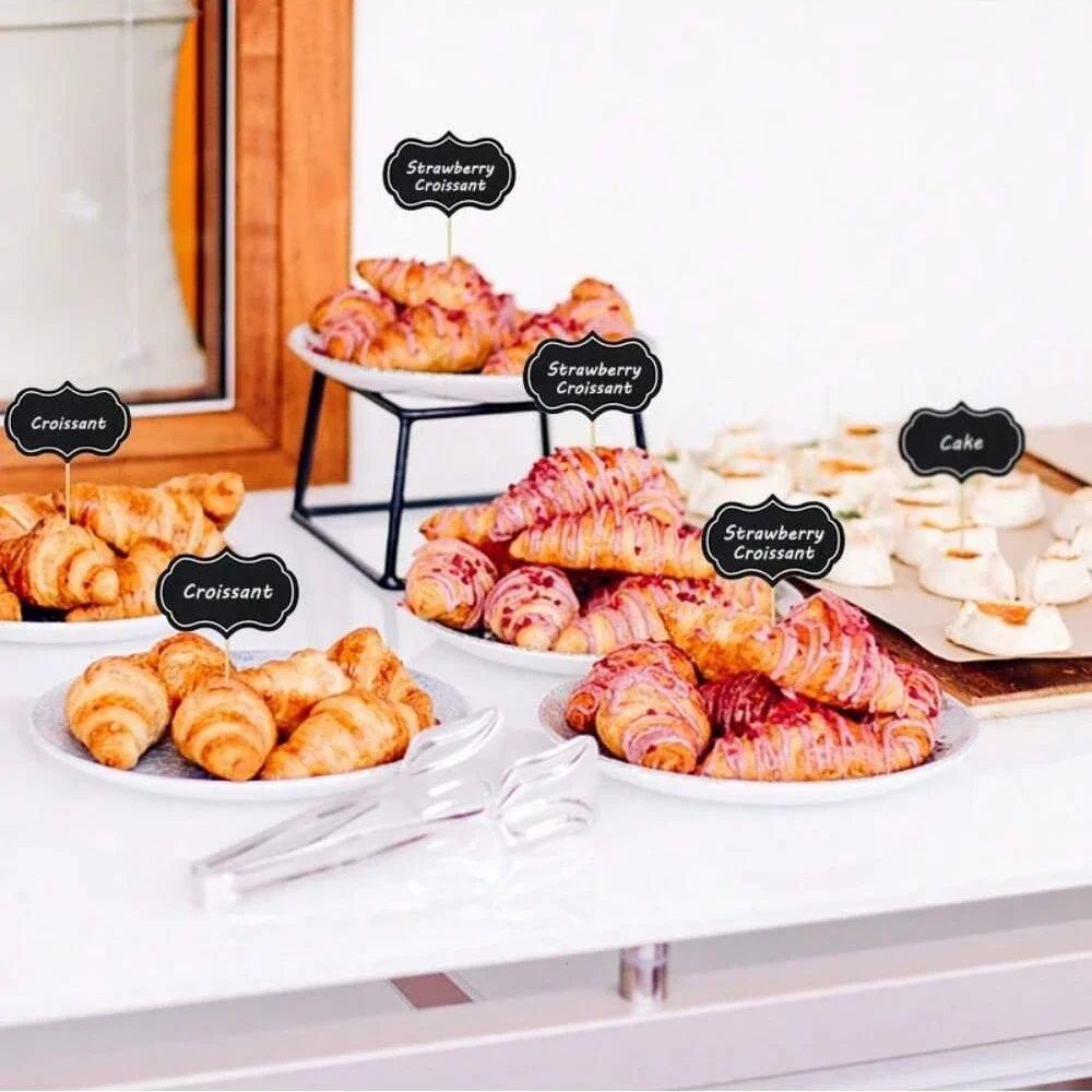 24pcs Blackboard Paperboard Message Slate Business Card Holder Memo Label Brand Number Table Price For Home Restaurant Party paper message holder