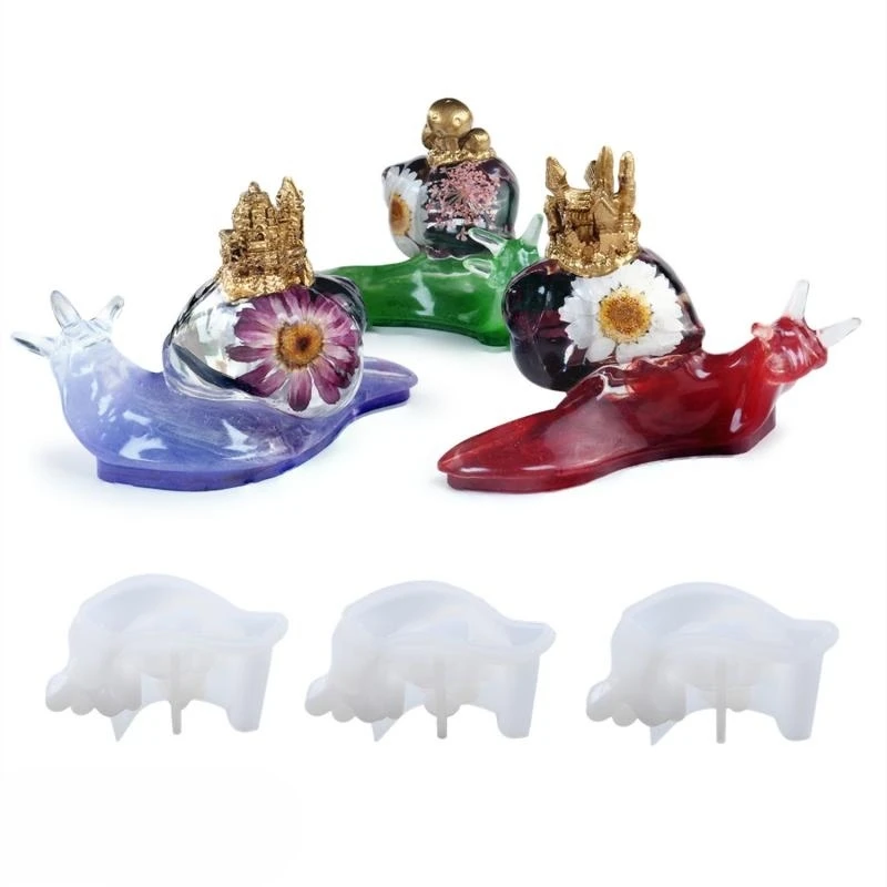 

DIY Crystal Epoxy Resin Mold Snail Castle Mushroom Animal Keychain Pendant Mirror Silicone Mold