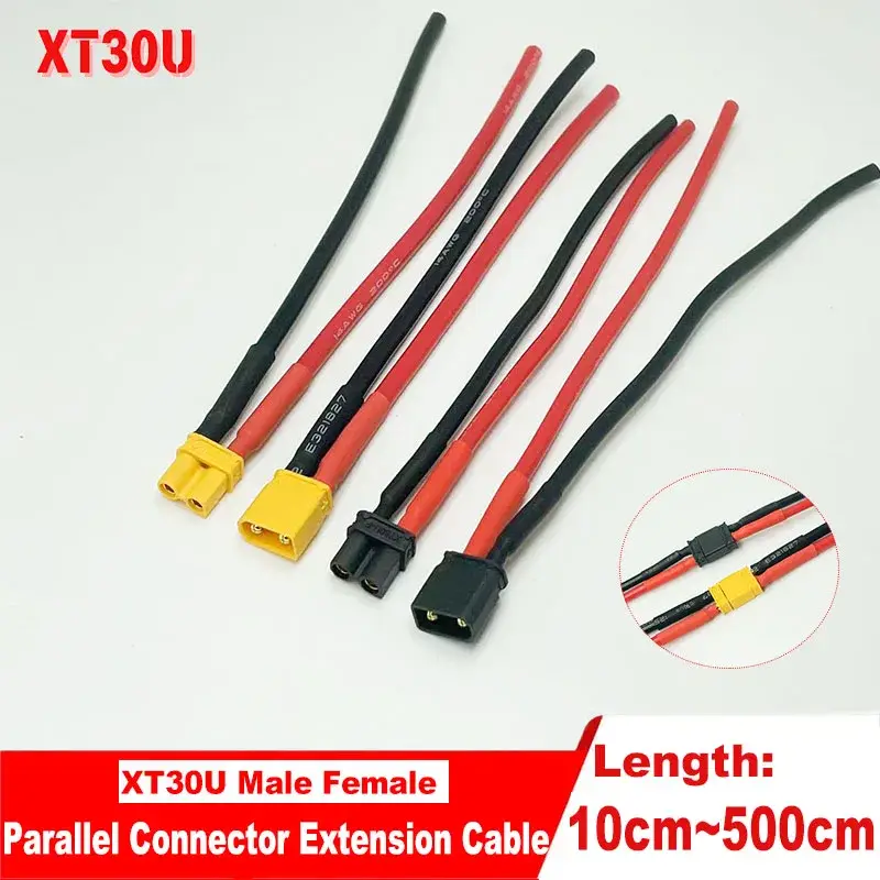 XT30 Connector Cable XT30U Male and Female Connectors with 14AWG/16AWG Silicone Cable For Remote Control Lithium Batteries image 2