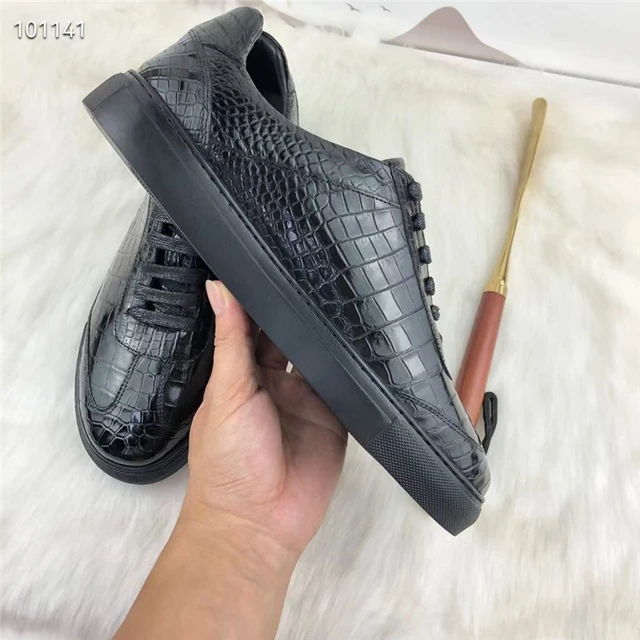 Authentic Real True Exotic Crocodile Skin Male Casual Sneakers