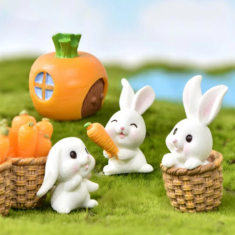 Mini Coniglio Pasqua Decor Hare Animal Figurine Resin Craft Bunny Garden Ornaments