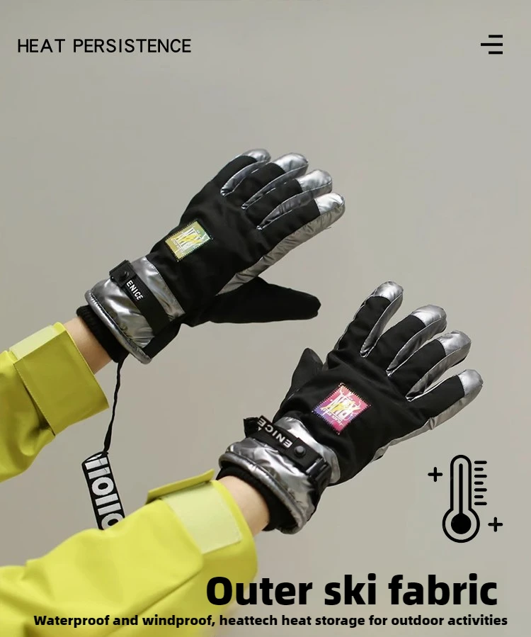 Winter Hiking Warm Gloves, Waterproof, Outdoor, Skiing, Camping, Cycling, Thickened Velvet, Touch Screen, Windproof, Ski Fabric