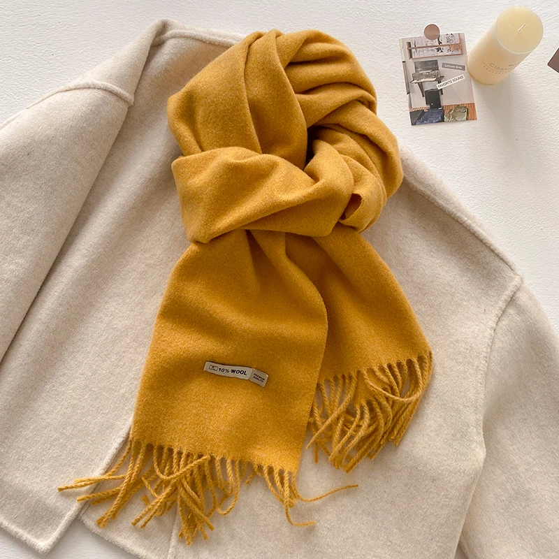 2025 New Women's Winter Wool Scarf - Long Warm Cashmere-Like Solid Pashmina Shawl Wrap Hijab Bandana & Head Scarf