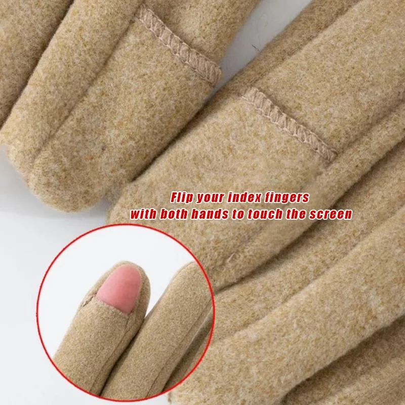 Women Touchscreen Gloves-Soft Double-Layered Faux Rabbit Fur For Ultimate Cold Weather Protection,Windproof,Water-Resistant - 3