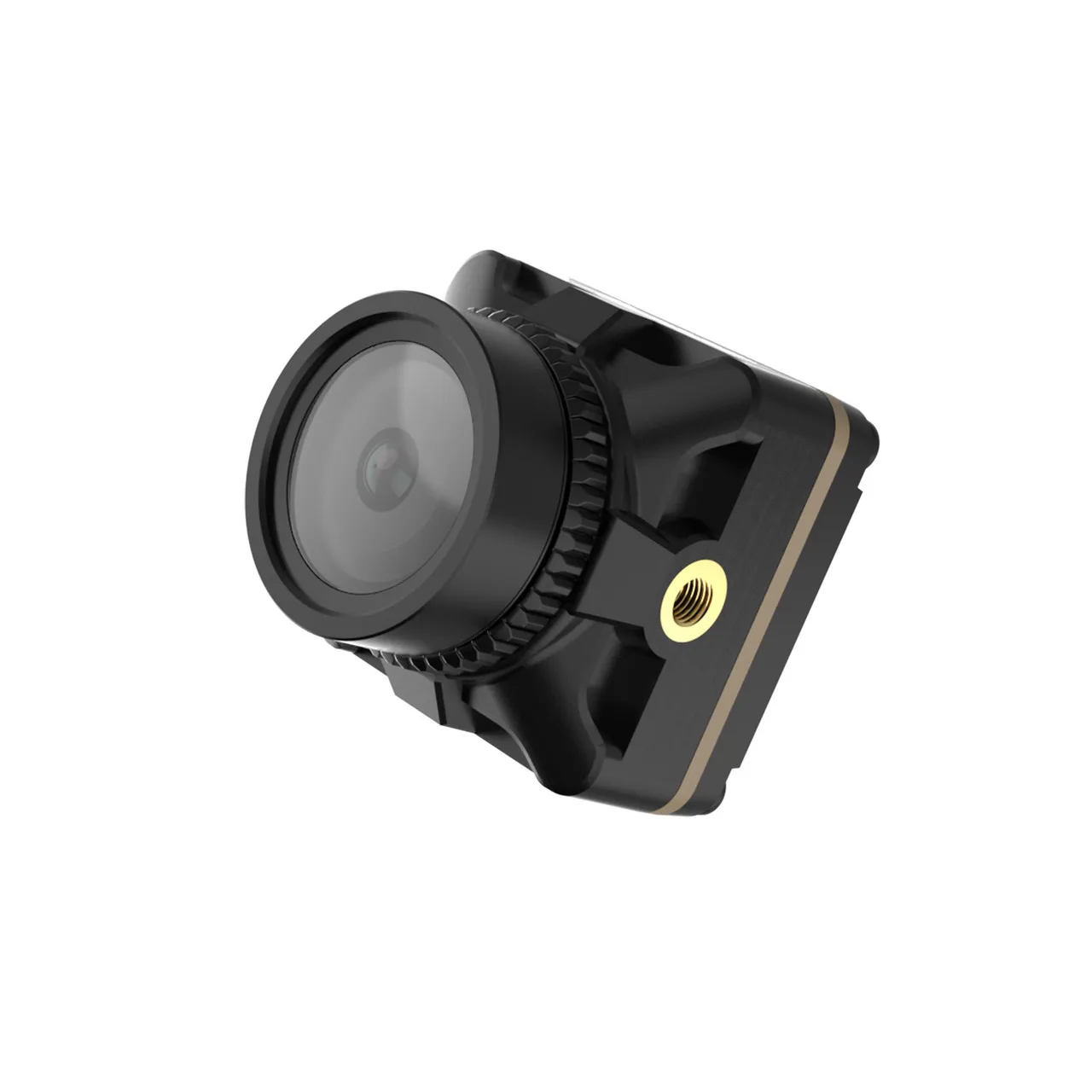Gros plan sur l'objectif de la RunCam Robin 3 1200TVL FPV caméra nano 5.3g, montrant les détails de la lentille.