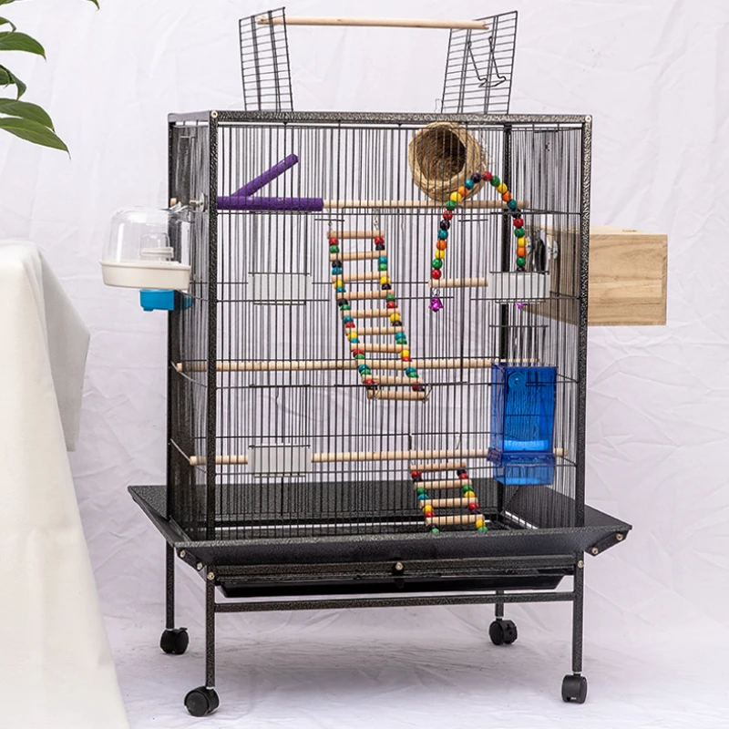 

Stainless Steel Bird Cage Pet Cage Xuan Feng Parrot Cage Multifunctional Group Tiger Skin Senior Bird Villa