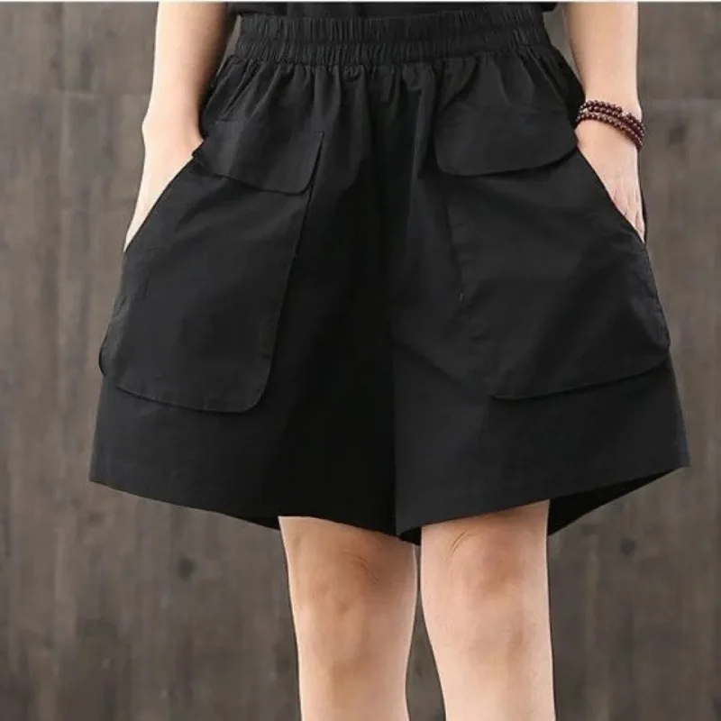 Women's Shorts High Waist Elastic Casual Summer Big Pocket Oversized Y2K woman cloth summer woman elegant punk retro clothes booty shorts for women