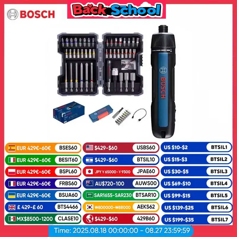 Bosch Go 3 Electric Screwdriver – 3.6V Cordless, 2.0 Ah, USB Type-C, LED Lights