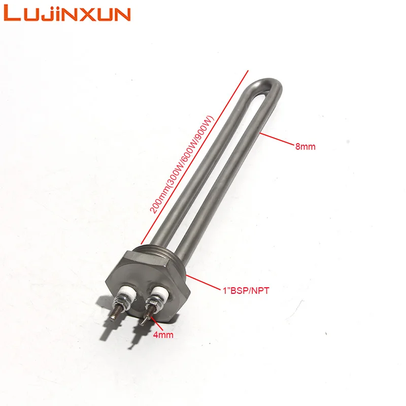 1inch Solar Water Immersion Heater BSP/NPT DC12/24/36/48V 304SUS Heating  Element with Nut 200mm Length 300W/600W