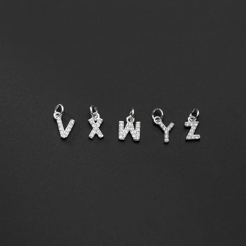 Silver Pendant Silver Necklace Charms Real 925 Sterling Silver 26 Letter Pendant Shiny Charm CZ Pendant DIY Accessories for Women Fine S25 Jewelry DZ423