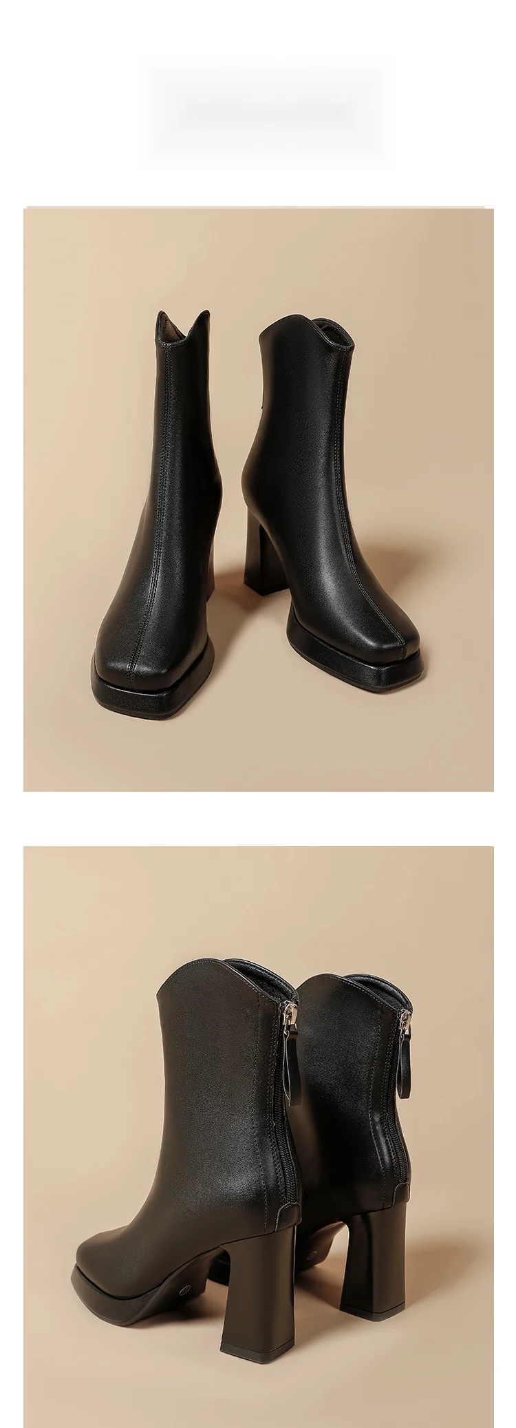 French Style Women's Ankle Boots With Thick Heels And Platform_voghion.com