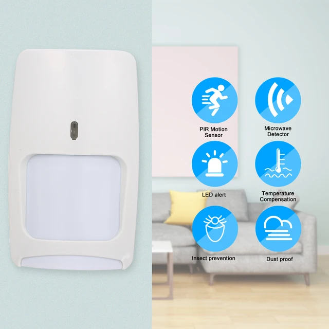 Wired Dual-tech Infrared Motion Microwave Detector Wall Mounted PIR Motion Sensor Pet Immunity for Burglar Security Alarm System 4