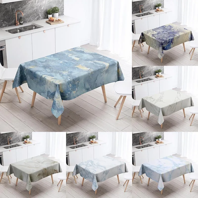 

Marble Striped Tablecloth Home Decor Stain Resistant Waterproof Table Decoration Rectangular Kitchen Fireplace Tops