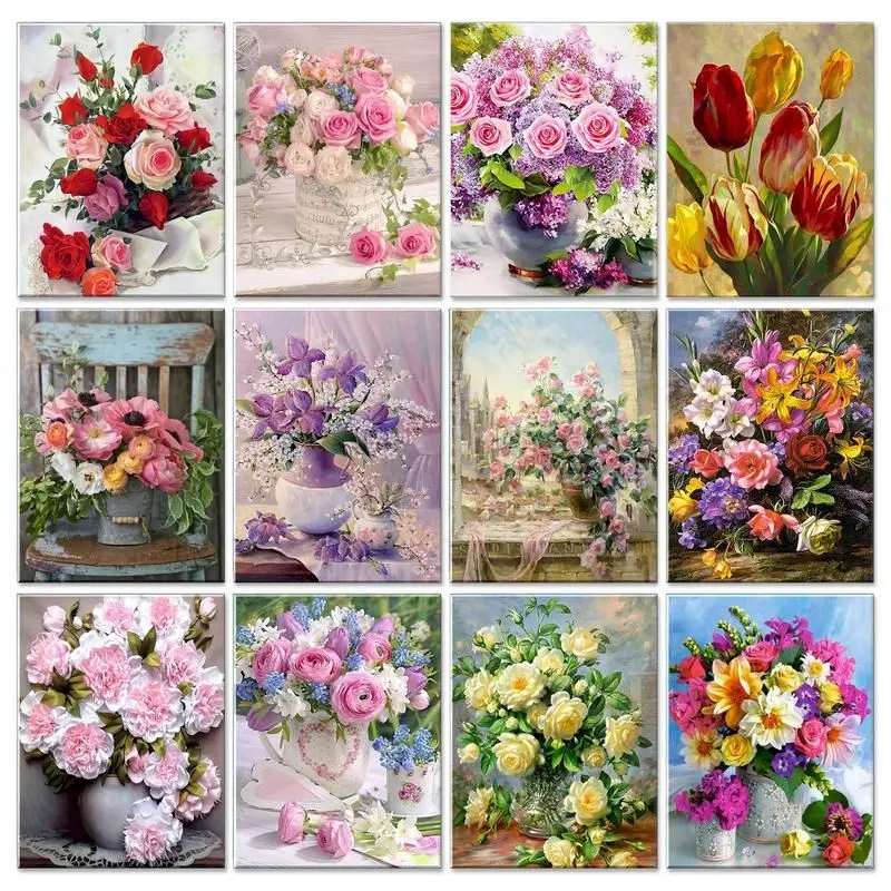 

SDOYUNO 5D Diamond Painting Flowers Embroidery Diamond Complete Kit Cross Stitch Full Diamond Mosaic Peony Home Decoration