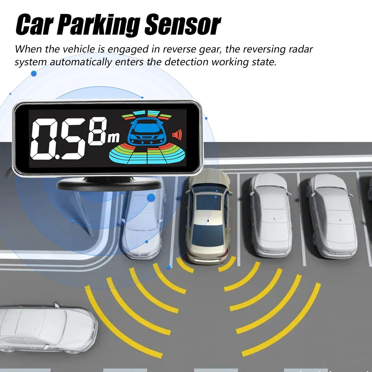 4pcs/8pcs Probes Rear Reversing Radars System LCD Display Car Parking Sensor Distance Detection Sound Warning Buzzer — view 4