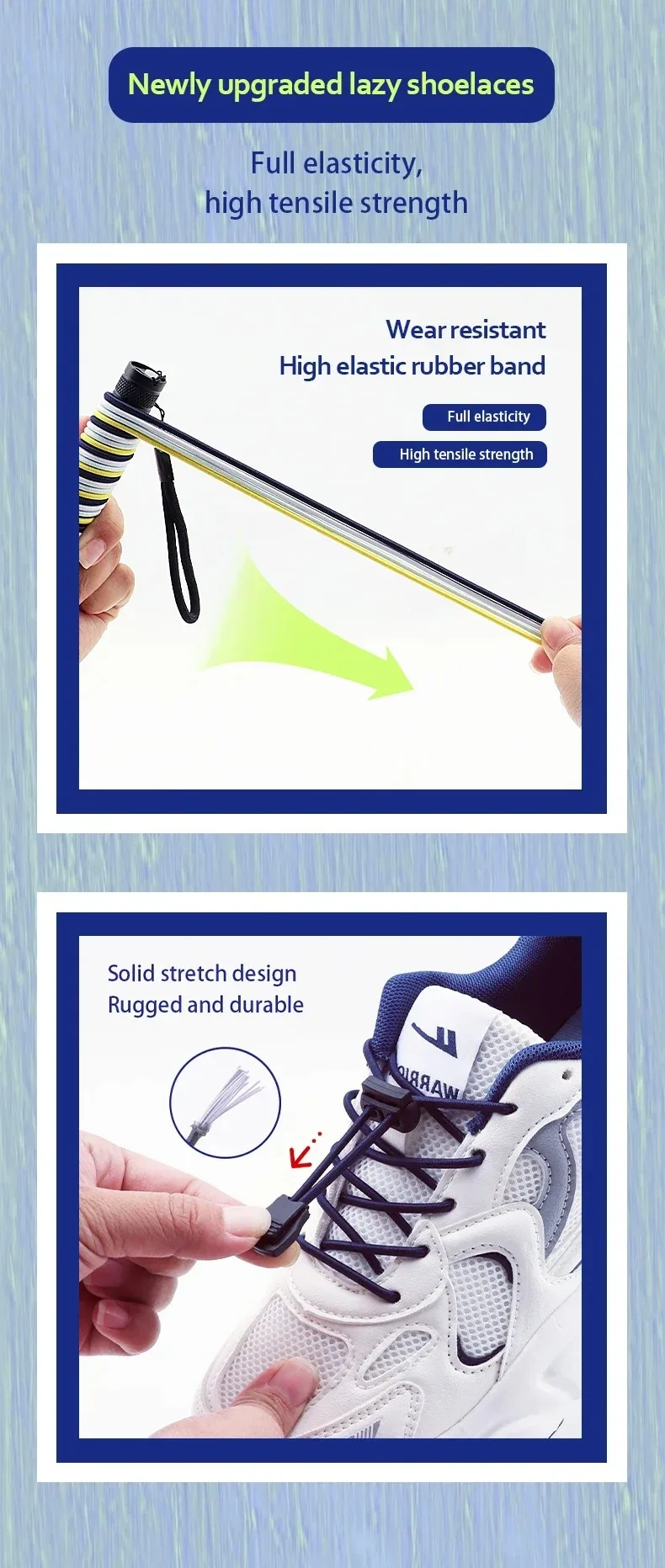 1 Paar Schnürsenkel mit Schloss, elastische Turnschuhe, Schnürsenkel ohne Krawatten, für Erwachsene und Kinder, Tennis, runde Schnürsenkel, Gummibänder für Schuhe, Zubehör – Detail 3