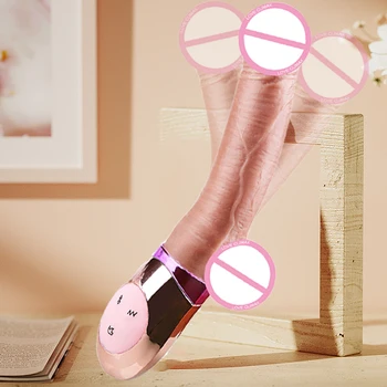Realistic Dildo Vibrator Female Silicone Retractable Big Penis Vibrating Anal Masturbator Sex Machine Heated Adult Sex Toys 2