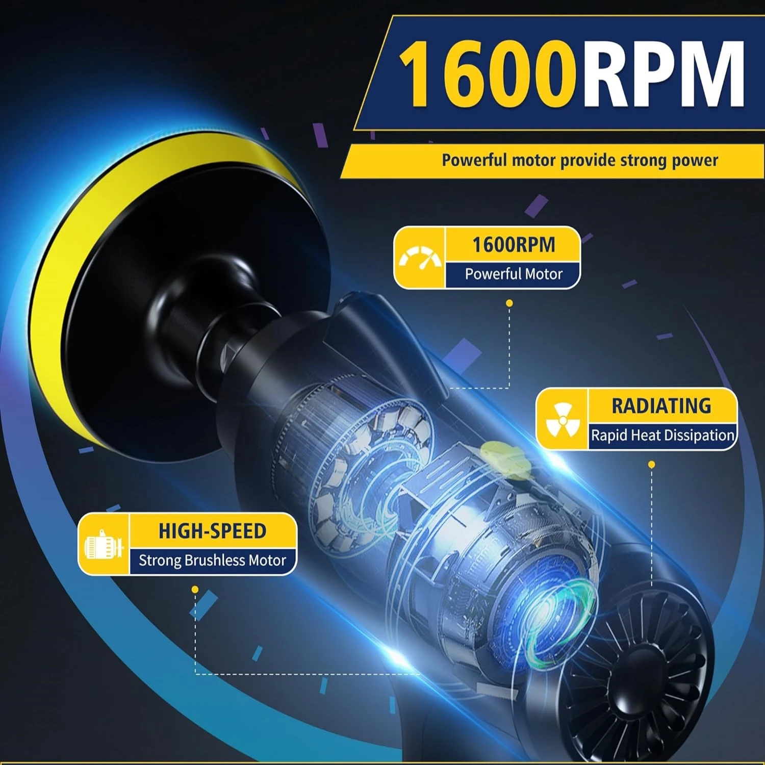 Car Polisher Waxer Electric Drill Tool Kit 3 Speeds 4000 mAh 1600RPM For Detailing Polishing Repair