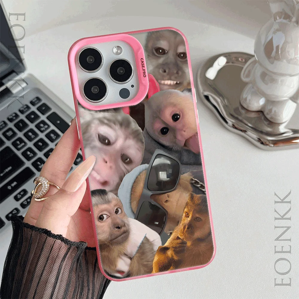 Playful Monkey Shockproof Slim Phone Case - Trendy and Stylish Cover