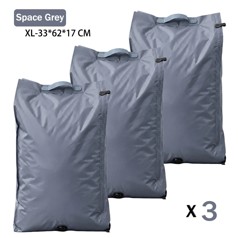 Vacuum Compression Packing Cubes and Waterproof Laundry Organizer Bag Set