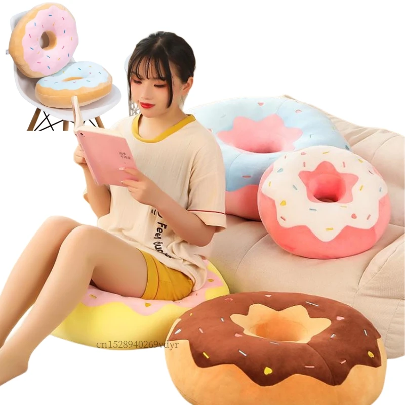 Kawaii 42cm Simulation Cartoon Fried Doughnut Plush Throw Pillow