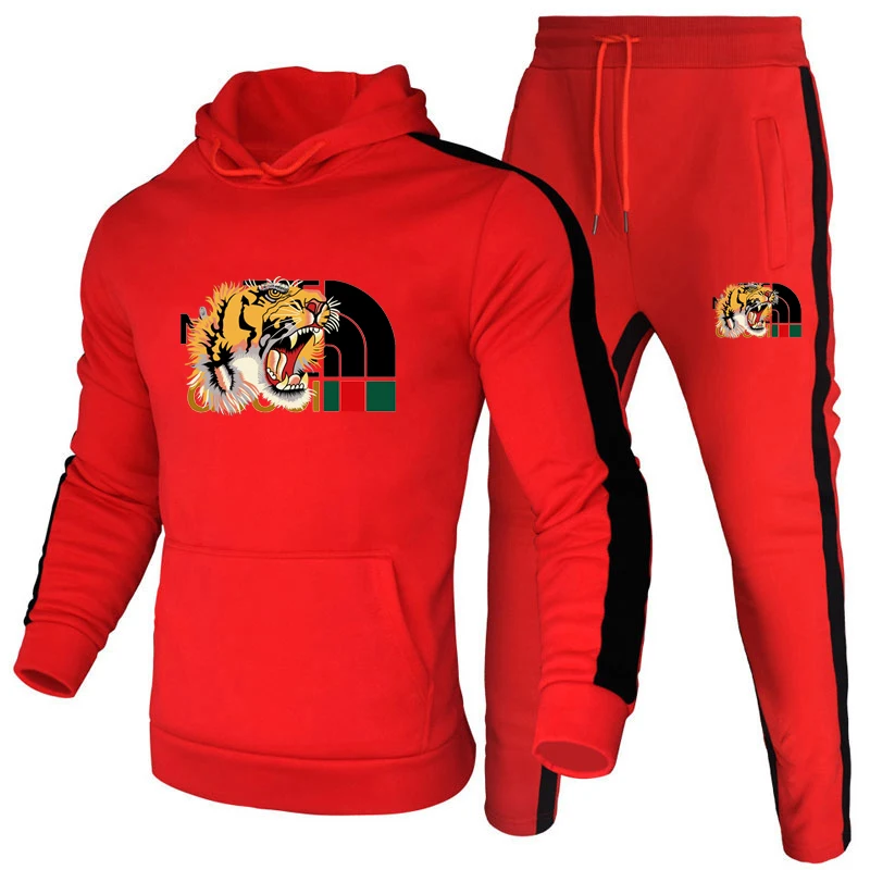 Sweat-shirt à rayures latérales pour hommes, sweats à capuche sportifs imbibés, nouveau en PVD, ensembles de survêtement d'hiver, ensemble masculin, pantalon