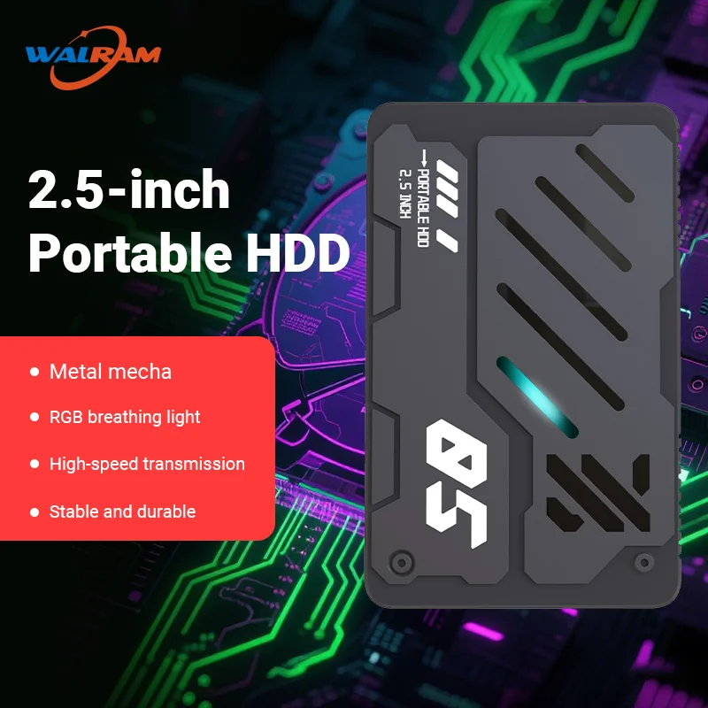 Mecha RGB Portable HDD 2.5 Зовнішній жорсткий диск 250 ГБ 320 ГБ 500 ГБ 750 ГБ 1 ТБ Зовнішній накопичувач USB 3.0 Type-C для ноутбука PS5
