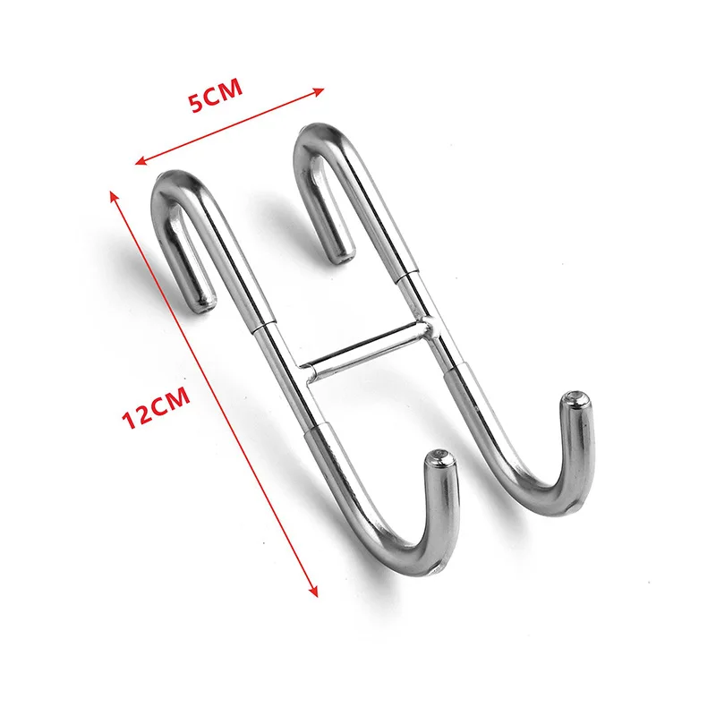 Shower Door Hook Stainless Steel Over Frameless Glass Hanger Bath Towel Clean Ball Squeegee Holder Rack S-Shape Drilling-Free 6