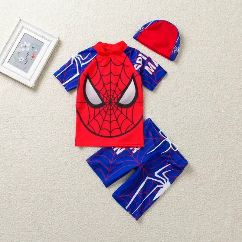 Baby Boys Swimwear Spiderman Avengers Captain America Print 3 Pcs Set Float Bathing Children Surfing Suit Kid Cartoon Beach Wear