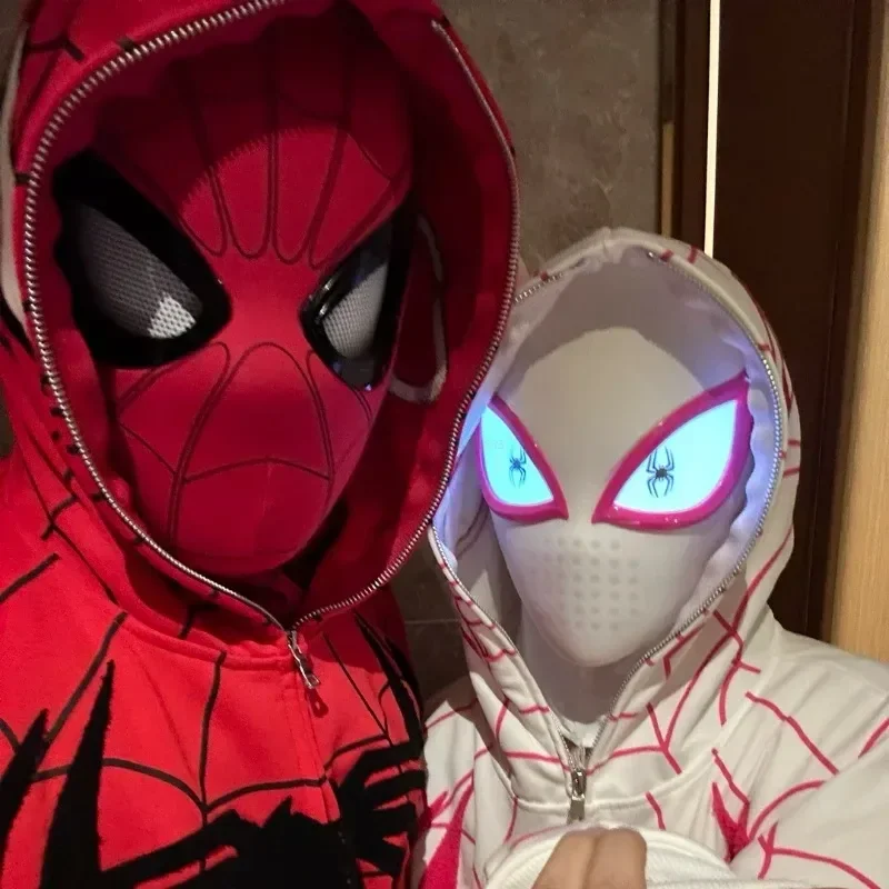 

New Mascara Spiderman Headgear Mask Cosplay Moving Eyes Electronic Mask Spider Man 1:1 Remote Control Elastic Toys Adults Gift