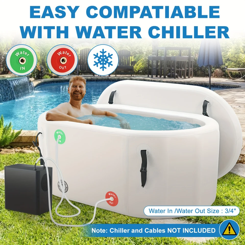 248 Gallon Portable Ice Bath Tub For Athletes – Inflatable Cold Plunge Pool With Insulated Lid, Works With Water Chillers For Post-Workout, White - View #3