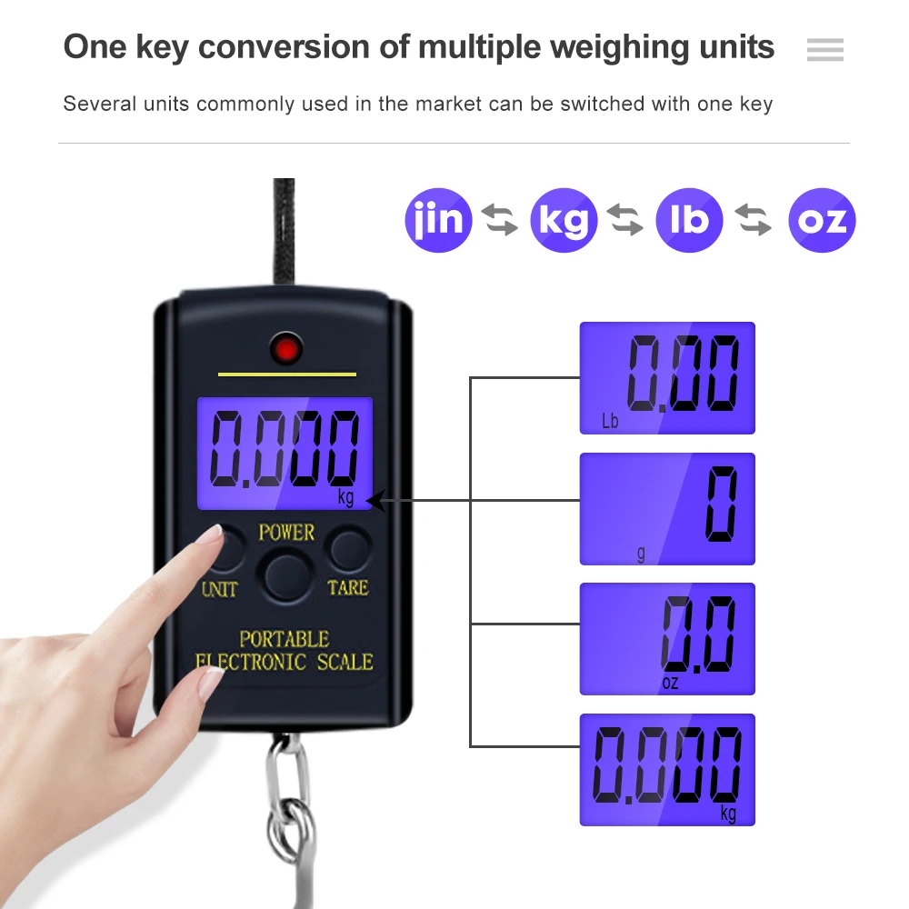 Mini Electronic Digital Scale 40kg x 10g Portable Hanging