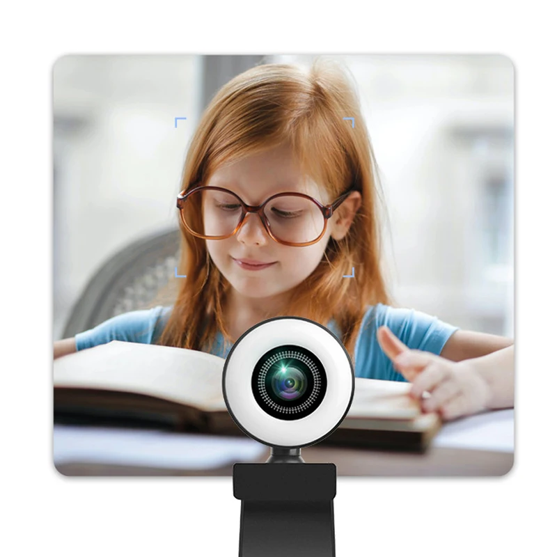 Webcam 1080P Mini Camera with Ring Fill Light Microphone for Youtube PC Laptop for PC Webcam