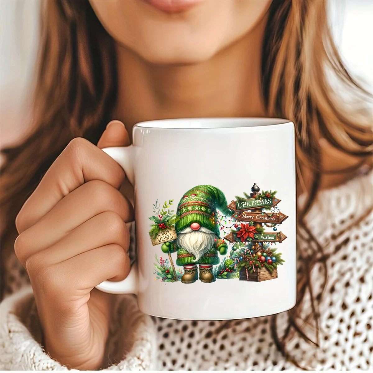 DTF Transfer Sticker 12pcs Christmas Winter Santa Claus Gnome UV DTF Cup Wrap Transfer Sticker Glass Coffee Mugs Decoration