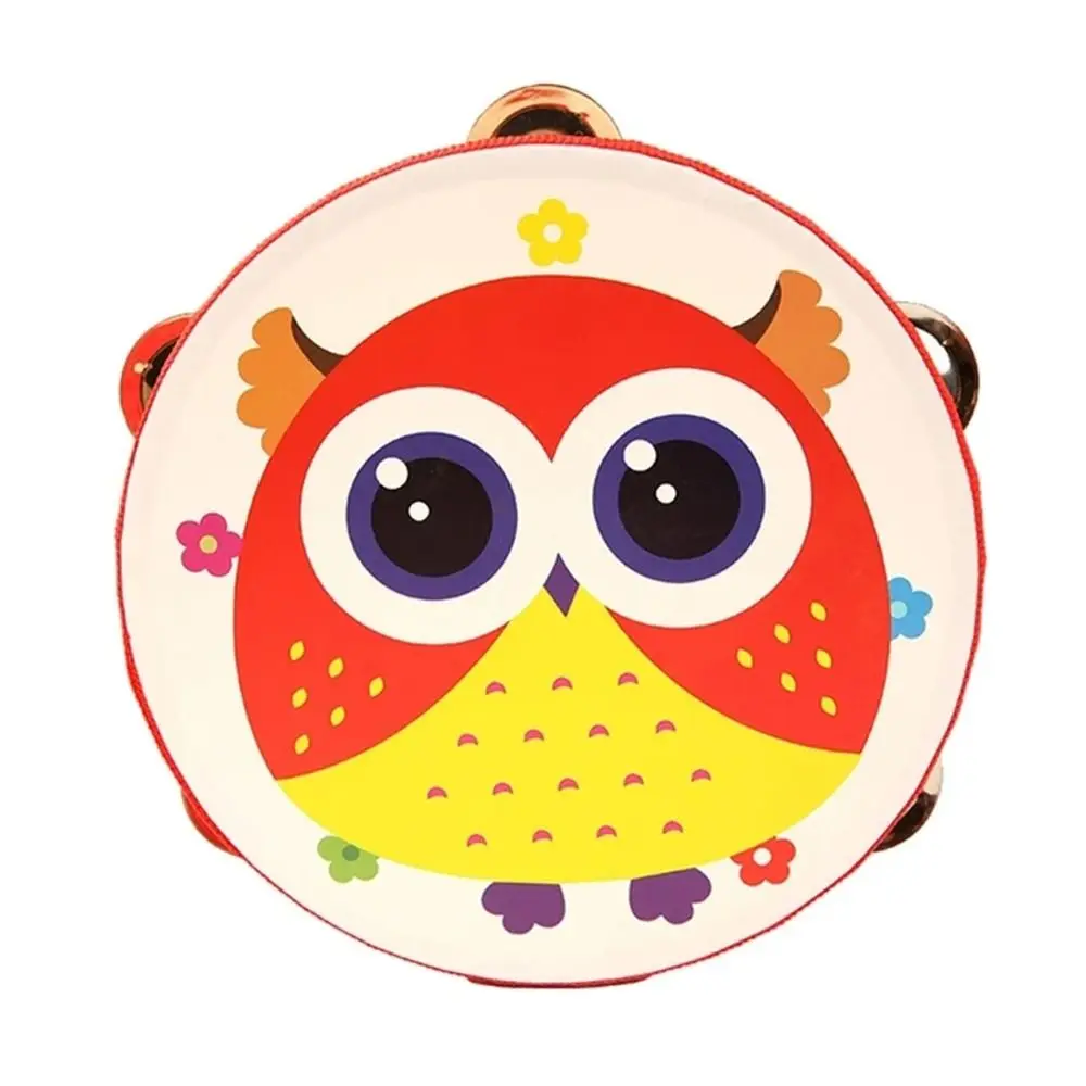 6 Inches Children Hand Drum Cartoon Pattern Tambourine Learning Music Toys Kids Bell Drum Baby Gifts