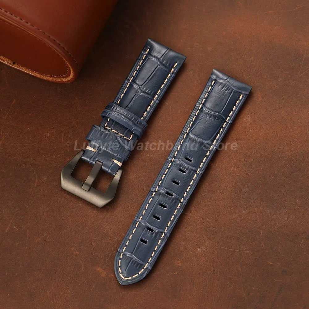 Men's Genuine Calfskin Leather Watch Strap - Durable & Comfortable Embossed Design