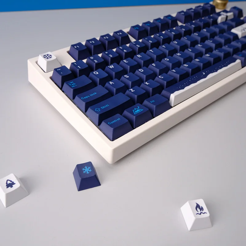 Snowy Night Keycaps Grupo Pbt Sides Dye Sublimação Perfil Cherry Keycap com 1.75u 2u Shift 64 68 84 129 Chaves - Imagem 4