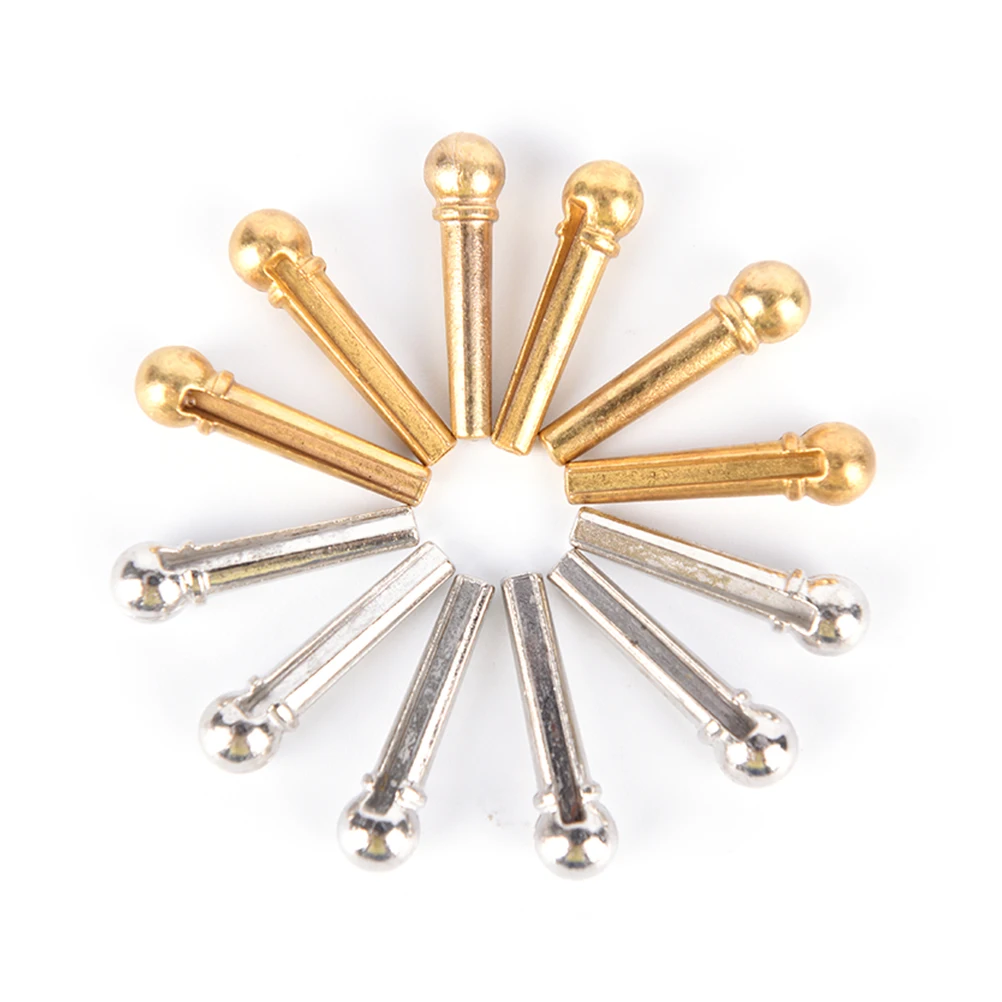 6Pcs  Gold Metal Guitar Pin 28.5mm Brass Acoustic Guitar Bridge Pin With Electric