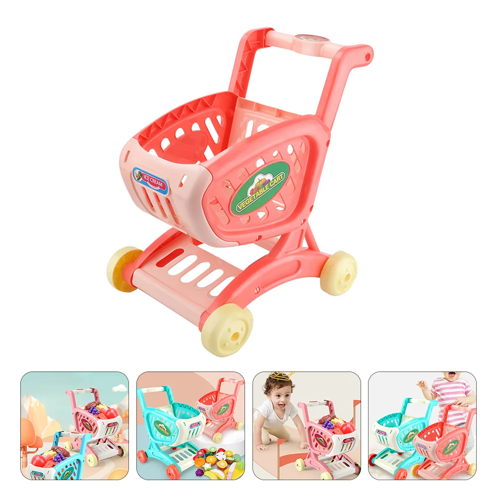 Children's Shopping Cart Learn to Walk Toy Toys Kids Playing Mini Storage Supermarket Simulated Trolley Plastic 5