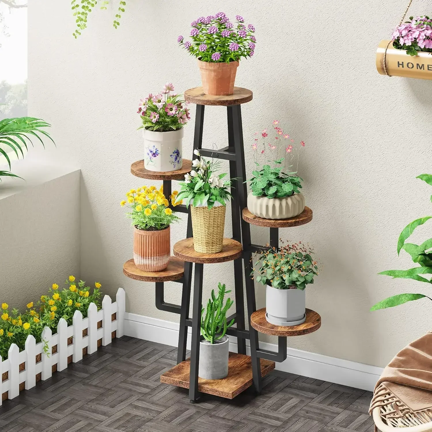 [XMSJ-Limited Stock, Buy Now!]7 Tier Plant Stand Indoor for Multiple Plants, Wooden Corner Plant Pots Holder Rack Flower Stand T