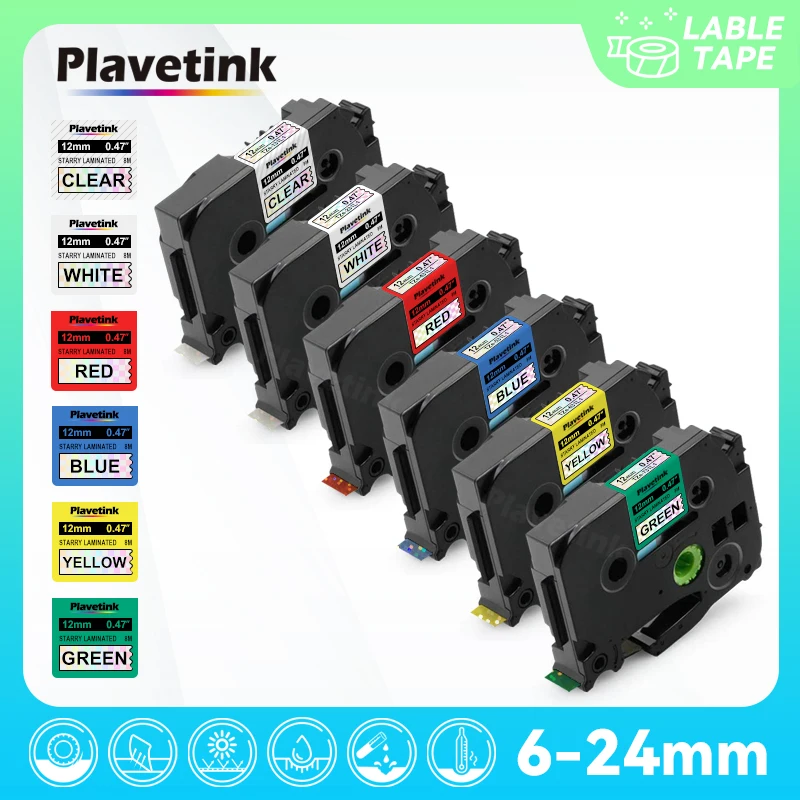 PLAVETINK 231 731L1 Compatible For Brother TZe-231 TZe 131L1 TZ121L1 Black on Clear Colorful Laser Label Tape For P-Touch H110